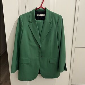 Zara Green Suit Jacket and Dress Pant